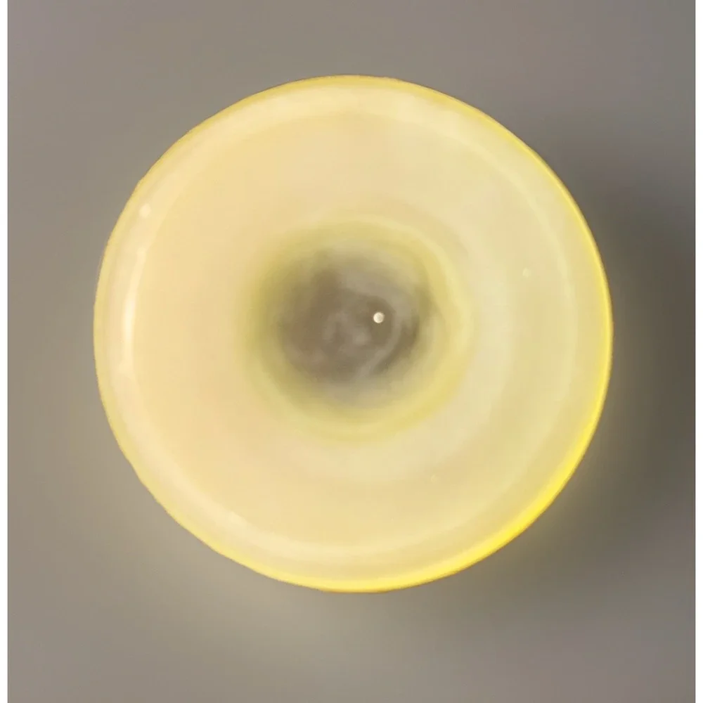 Vintage 70s Unique Frosted Yellow‎ Hand Blown Milkshake Ice Cream Glass